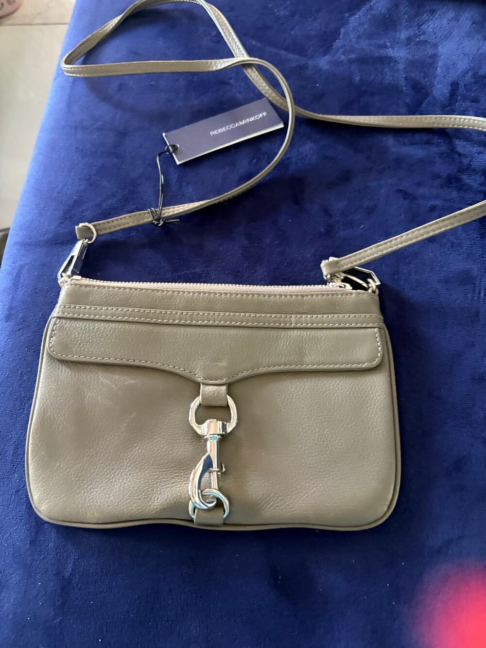 Rebecca Minkoff Mini MAC Crossbody Bag Gray Leather Silver Hardware NWT